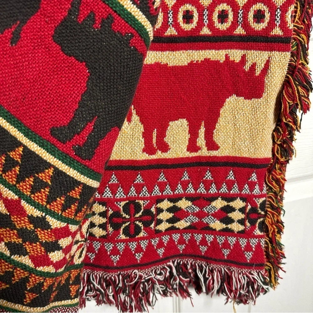 ITS IN THE BAG Vintage Tapestry Blanket Throw Woven Fringed USA One Size African